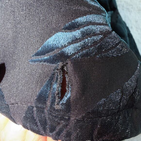 MSK Velvet Burnout Top Whimsy Goth Witchy Women's large Teal Black Marie Sleeve - Picture 8 of 10